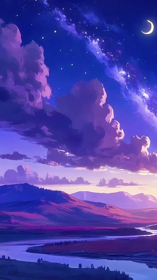 夜空山河