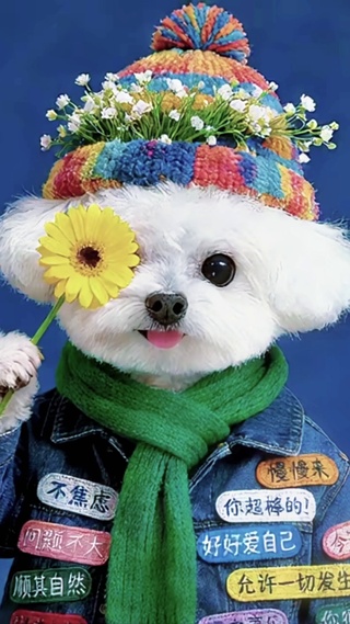 励志乐观布贴狗