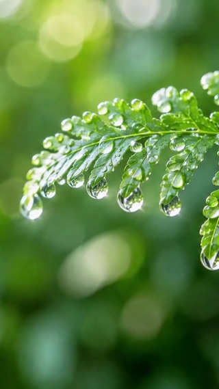 雨后清新绿叶水珠