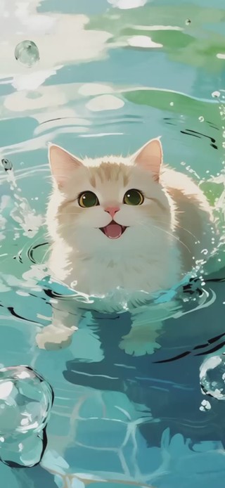 治愈猫猫游泳