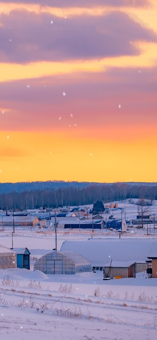 唯美治愈黄昏雪景