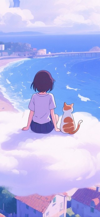 云上的女孩与猫咪