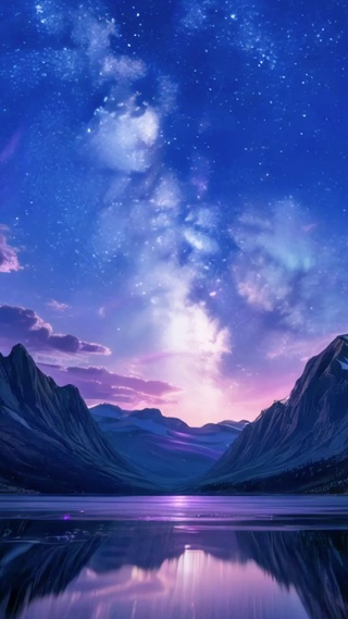 夜空下的湖水