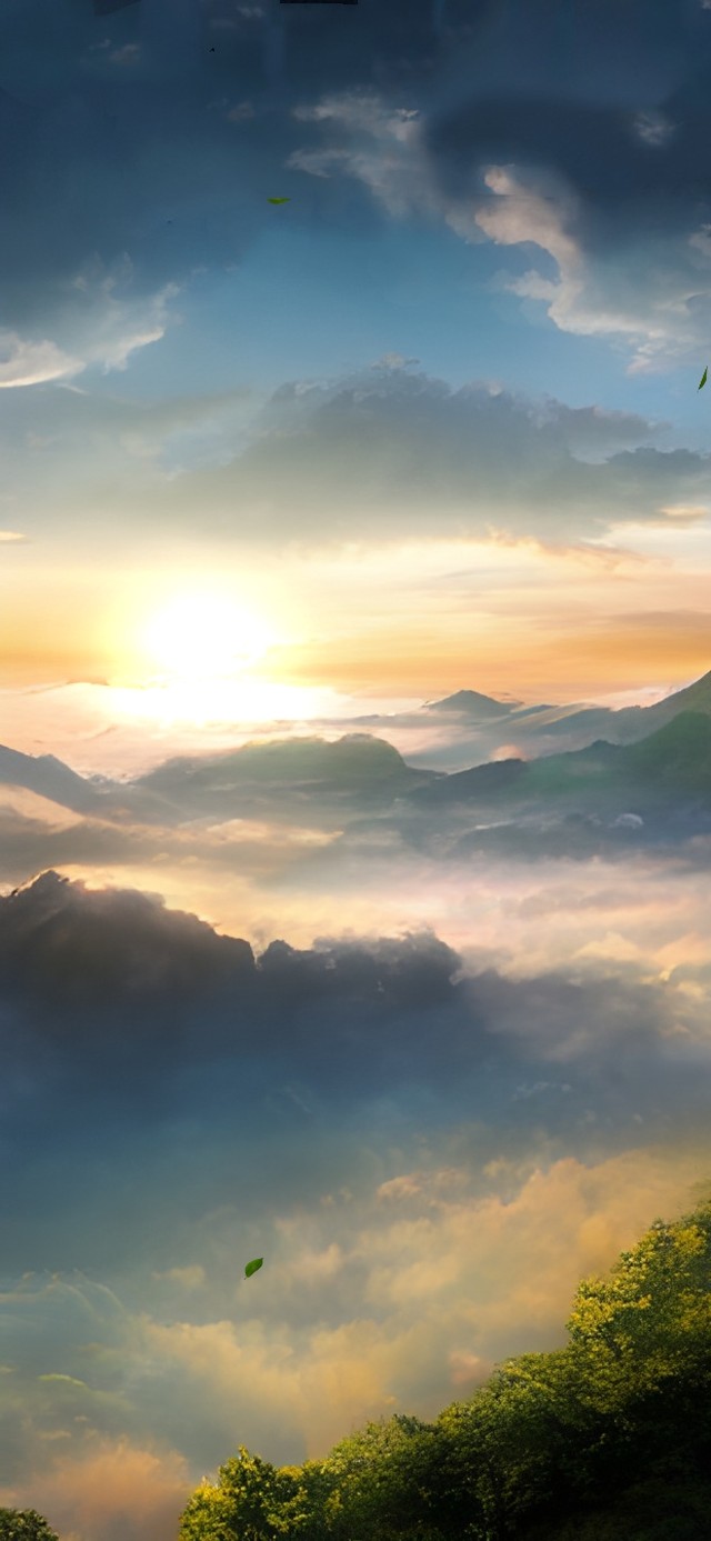山顶日出云海
