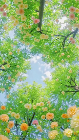 仰望晴空花树 清新治愈美景