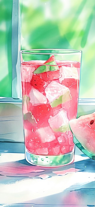 清凉夏日西瓜果汁桌面