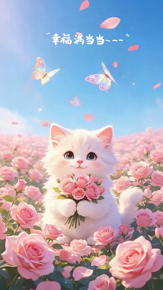 粉玫瑰猫咪
