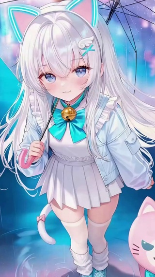 雨夜都市猫耳二次元美少女