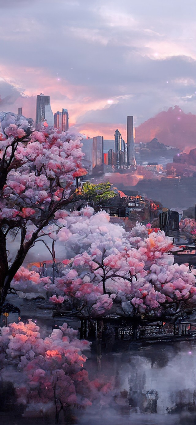 4K唯美云海樱花城