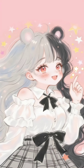 星粉萌熊俏皮少女