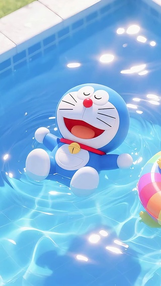 泳池机器猫和皮卡丘