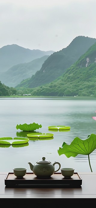 国风美景夏雨荷塘