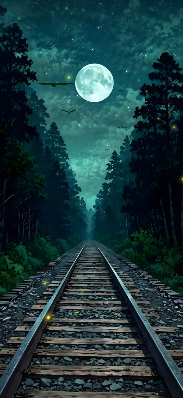 星穹月下！极光森林中的铁路