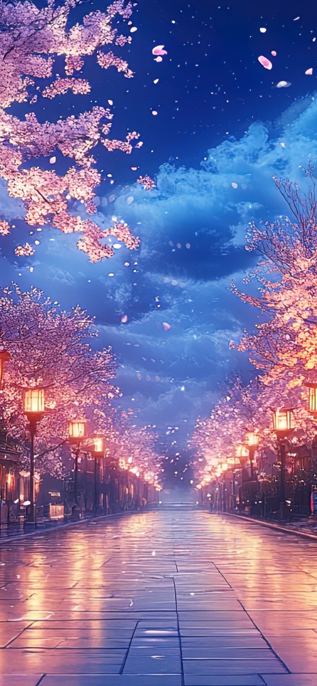 浪漫樱花春日之夜