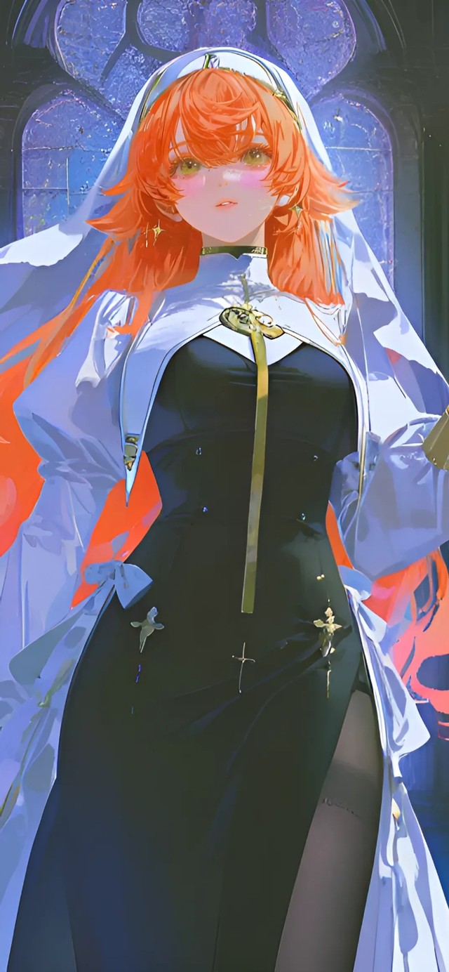 十四行诗-教堂黑丝修女制服美女