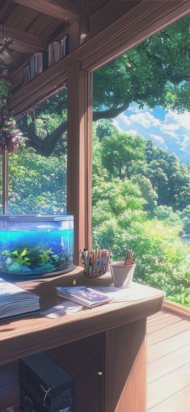 蓝天白云树木河流