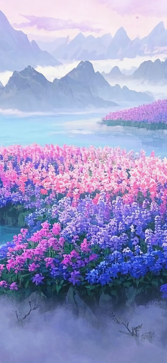 花漾壁纸|紫雾山峦花谷