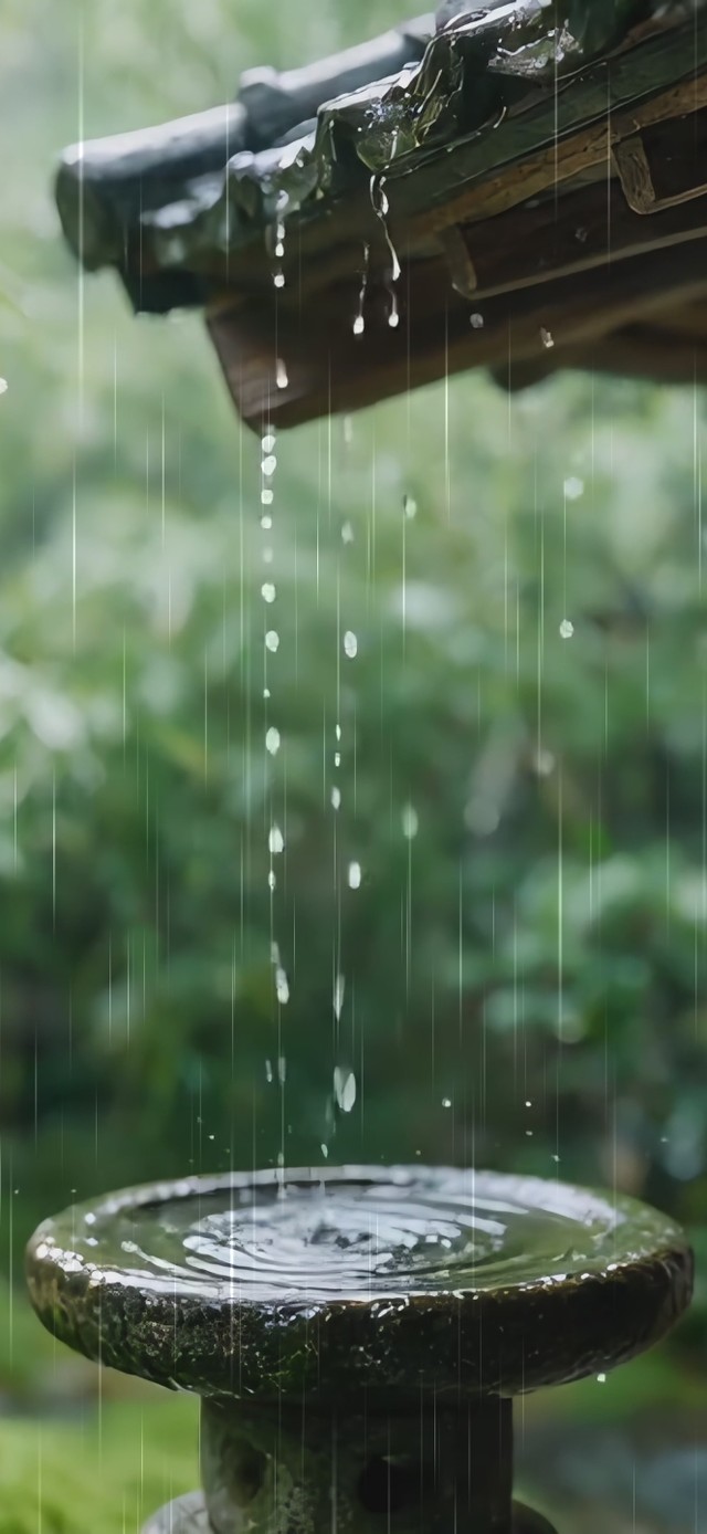 禅意雨中小院