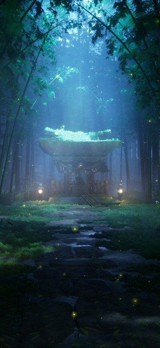幽静竹林中的神社