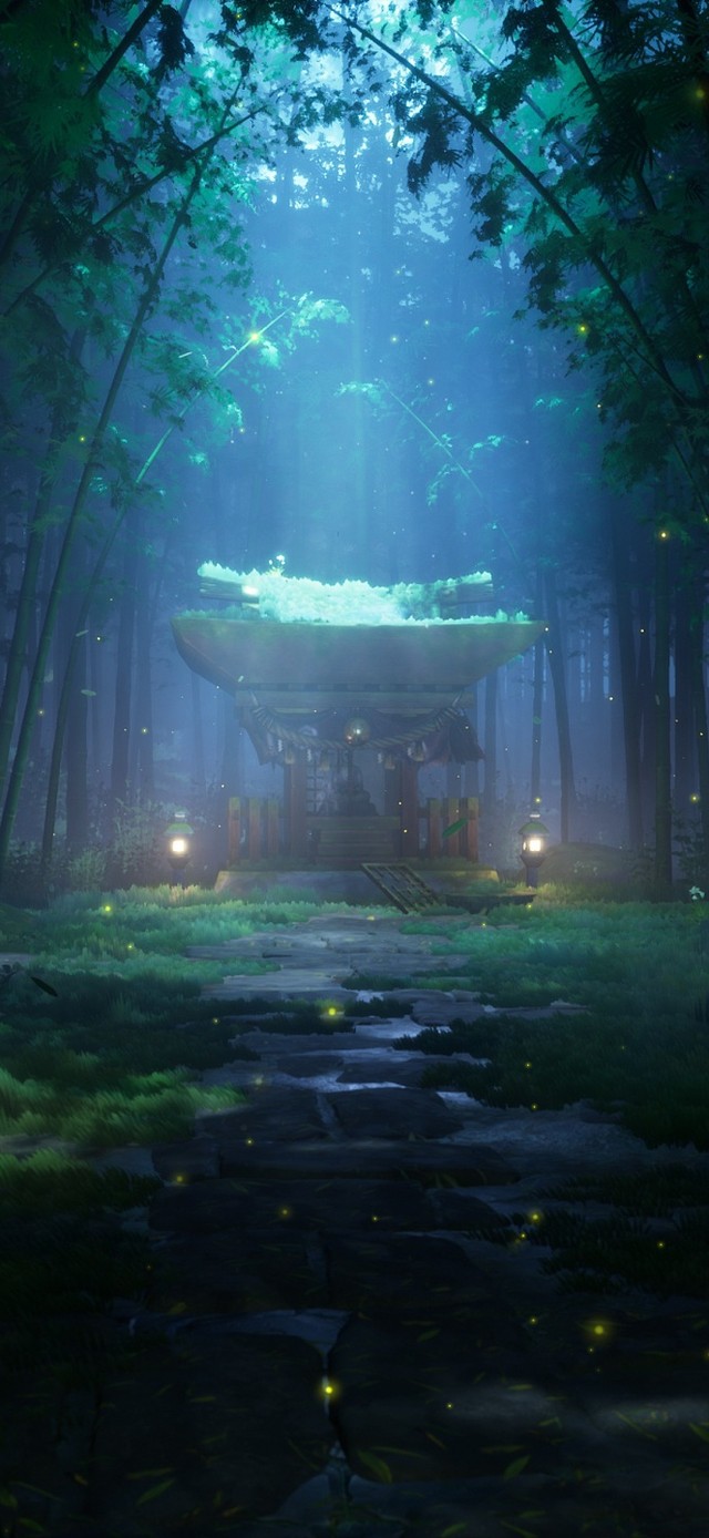 幽静竹林中的神社