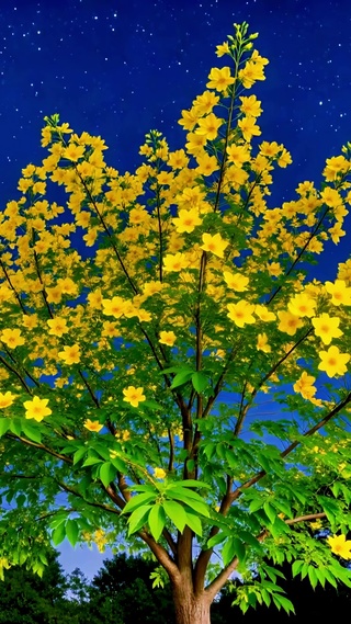 夜色漫过树梢时