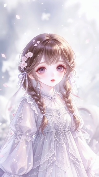 软萌少女眼眸花海治愈时刻