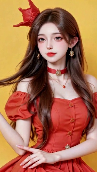 红裙皇冠清纯美少女
