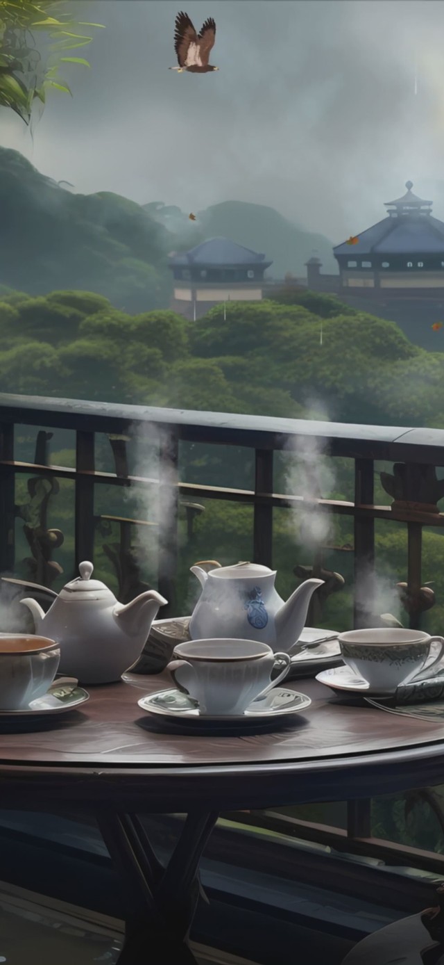 云雾雨天山景