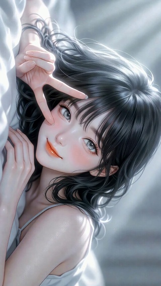 温柔氛围感黑发美少女