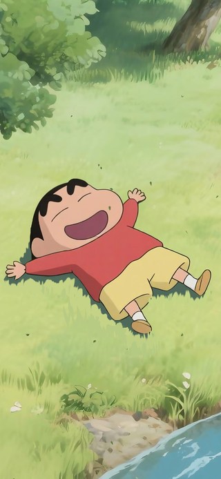 青草地躺着小新
