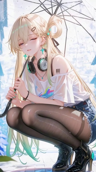 甜美雨巷伞下少女琳奈