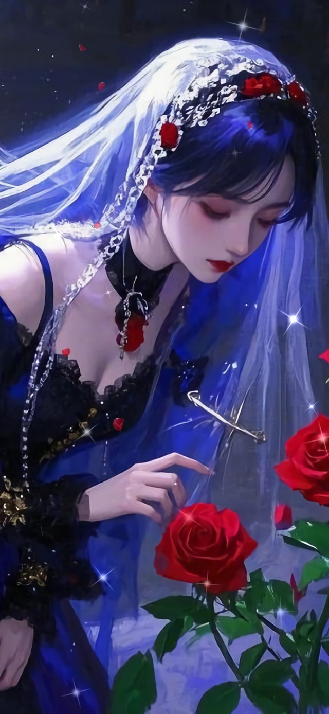 花漾壁纸|暗夜红玫瑰少女