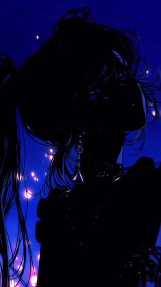 星空下的剪影美少女