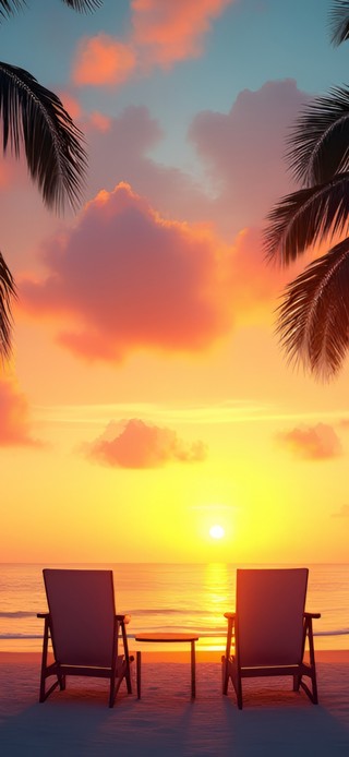 夕阳海滩