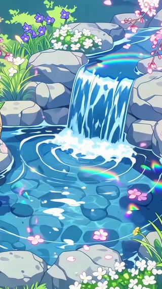 彩虹樱花庭院