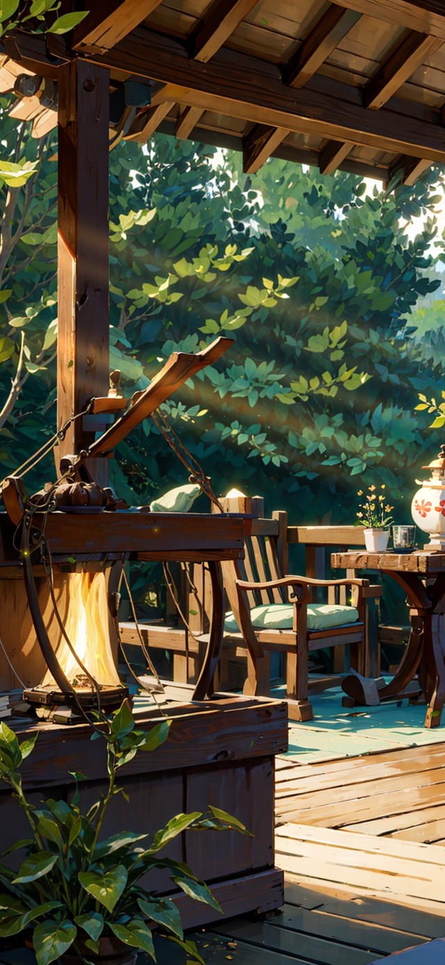 4K森林小屋晨曦阳光鸟鸣