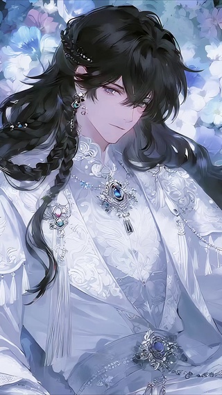 花丛中的白衣少年