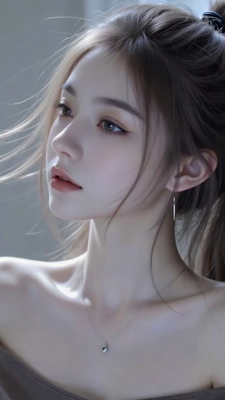 窗边高马尾清纯美女
