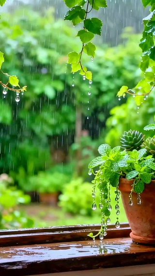 治愈窗台小雨4K
