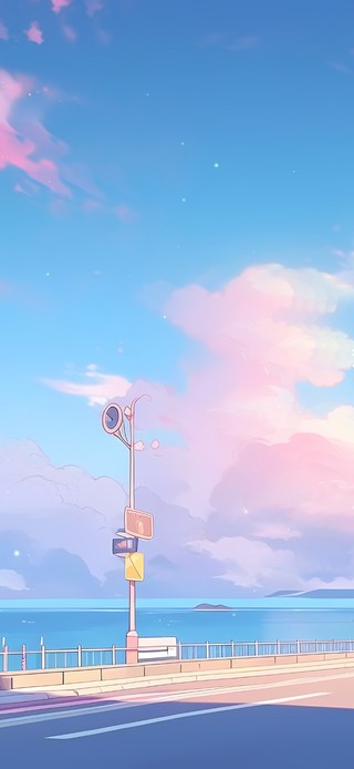 海边公路晚霞