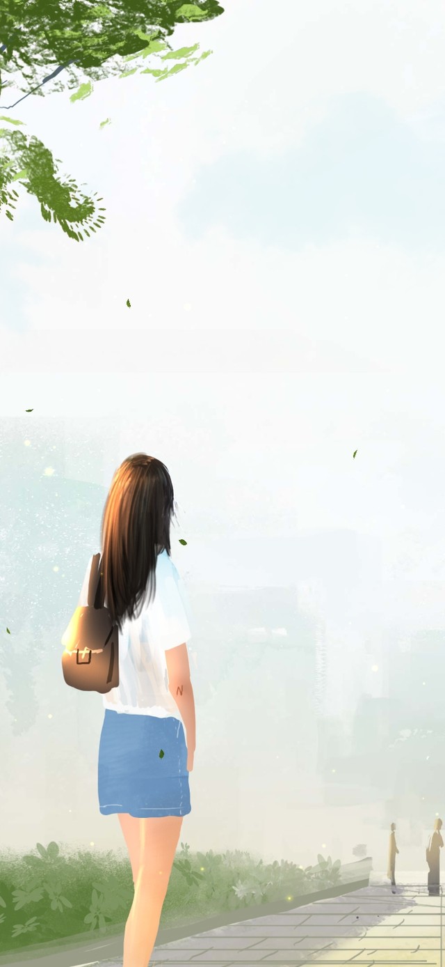 （免费壁纸）女孩等车