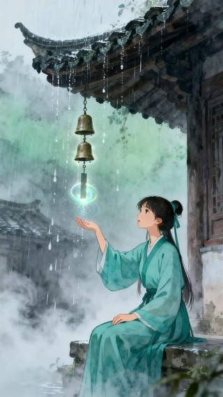 廊下看雨