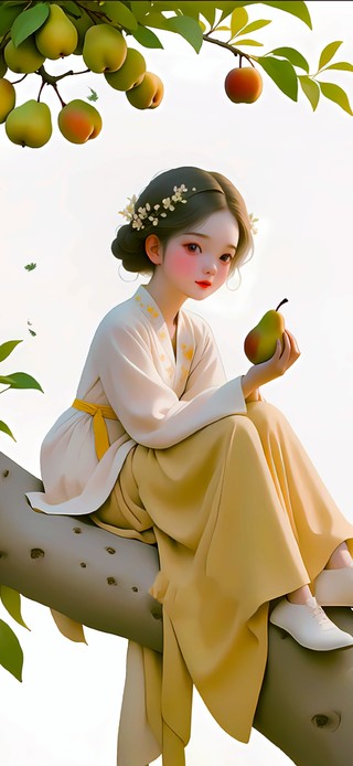 摘梨子的女孩