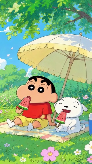 蜡笔小新夏日悠闲野餐