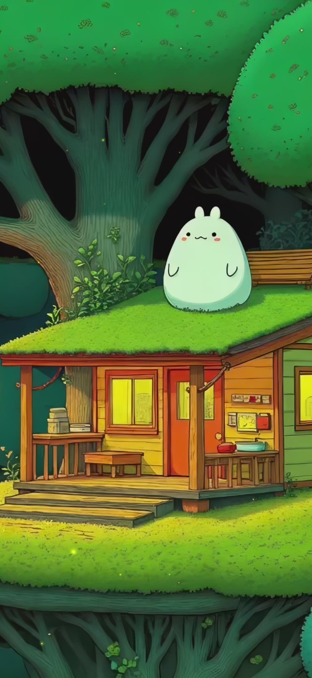 治愈系森林树屋团子