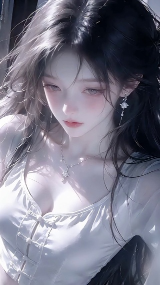 江南水乡窗棂温柔少女