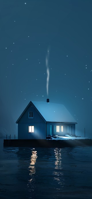 海上雪夜小屋