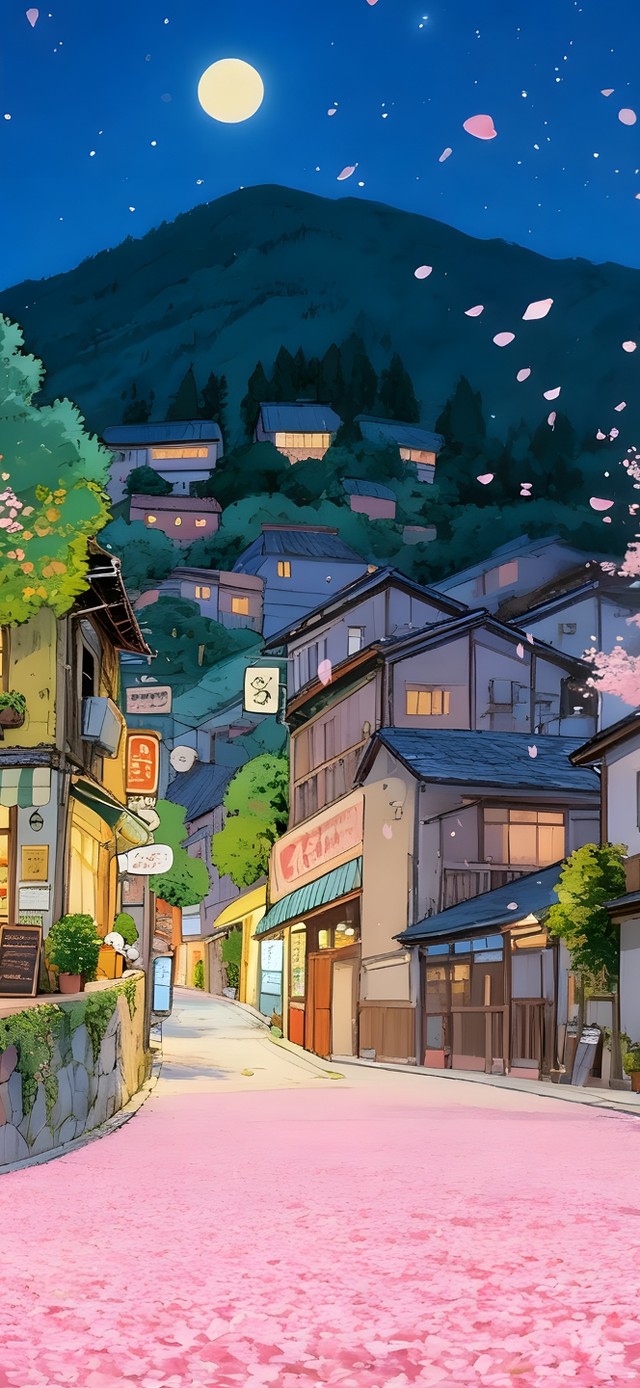 唯美樱花街道小镇