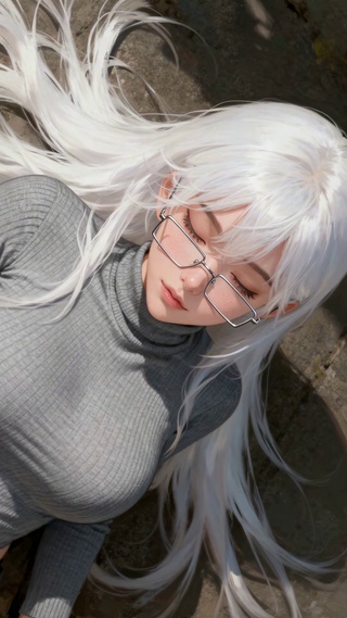 高领毛衣少女的闲适次元感