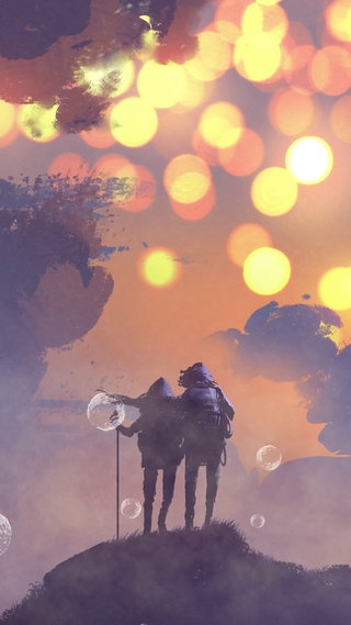 4K 高清 攀登山巅的一对情侣